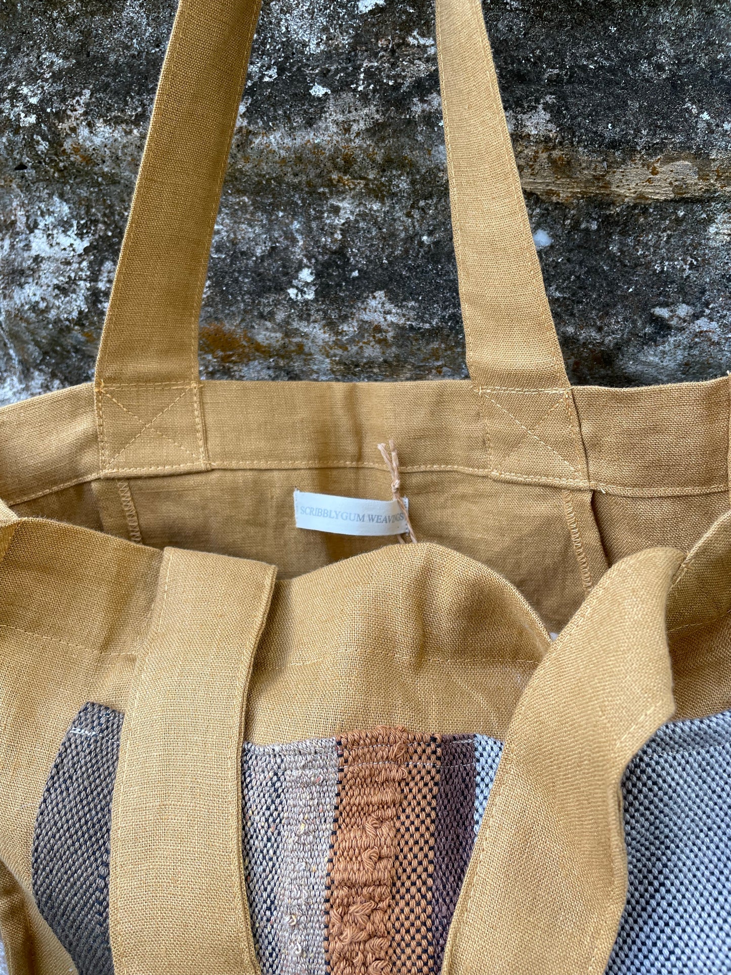 Earth ~ Flax/Linen Structured Tote ~ Ochre