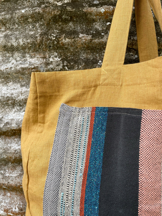 Mountain ~ Flax/Linen Oversized Tote ~ Ochre