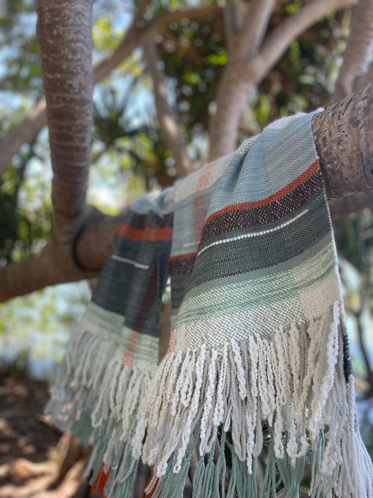 Ocean Mists & Ochre Cliffs ~ Wool Healing Shawl