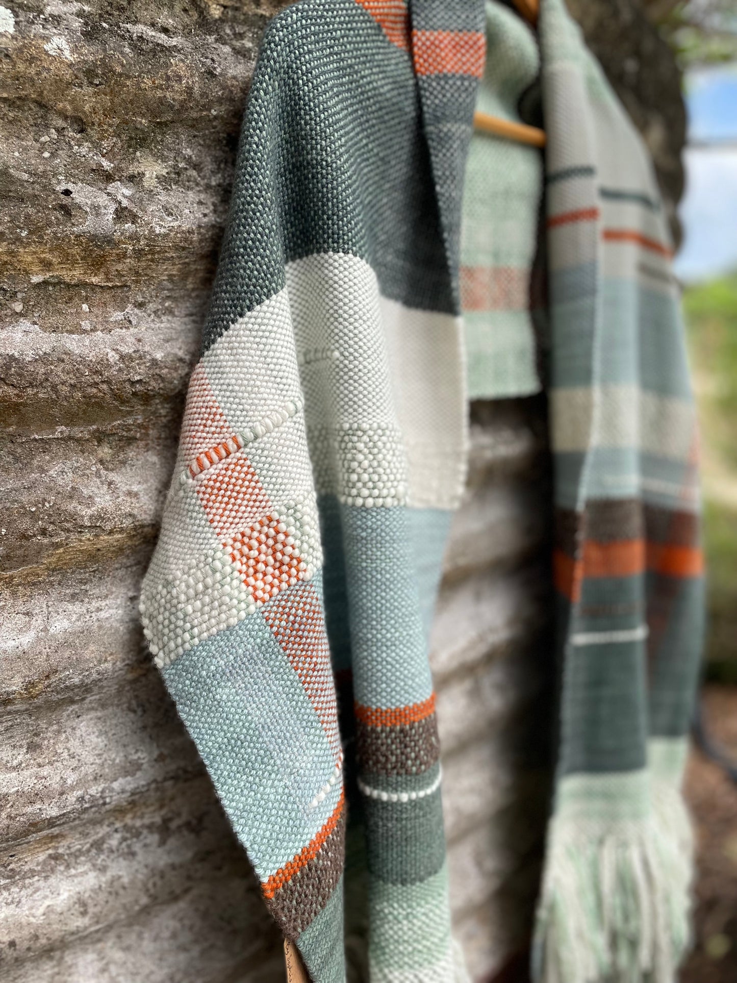 Ocean Mists & Ochre Cliffs ~ Wool Healing Shawl