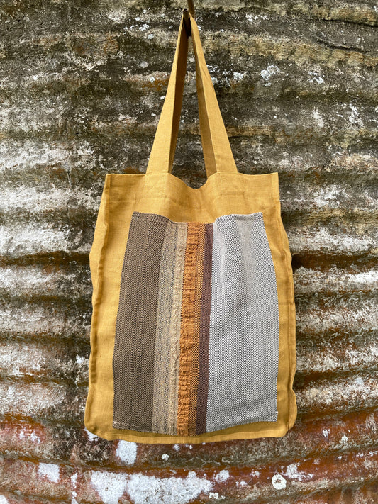Earth ~ Flax/Linen Structured Tote ~ Ochre