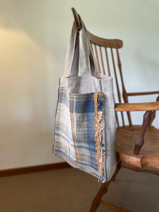 Fringe ~ Flax/ Linen Structured Tote - Natural